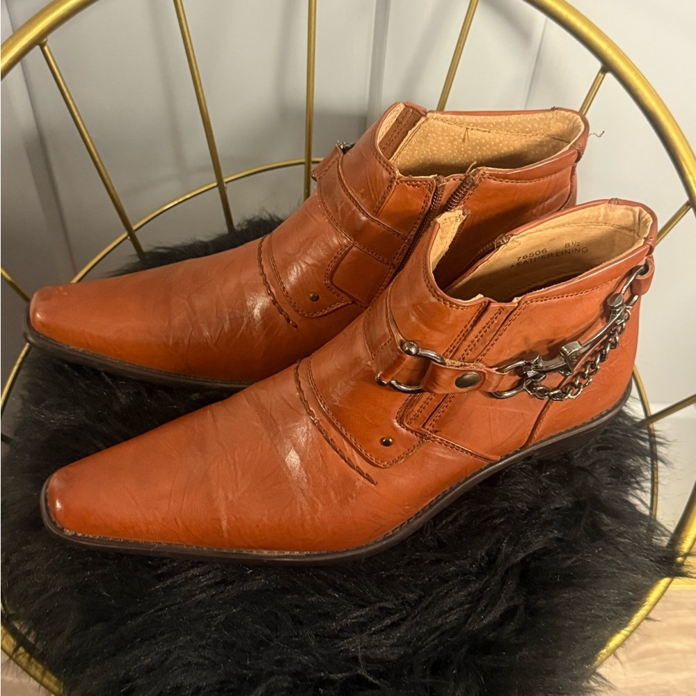 Men's Tan Leather Ankle Boots